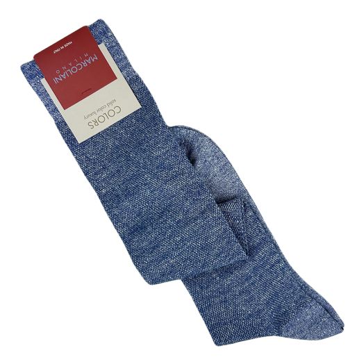 Linen & Cotton Over-the-Calf Marcoliani Socks - Pique - Blue (117157)
