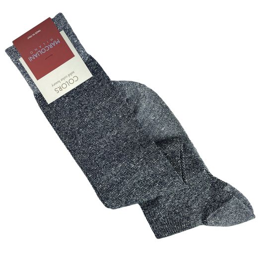 Linen & Cotton Over-the-Calf Marcoliani Socks - Pique - Marina (115092)