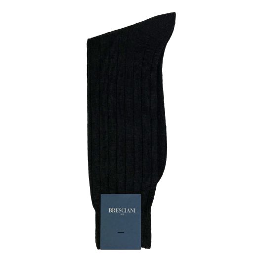 Linen Mid-Calf Bresciani Socks - Black (118785)