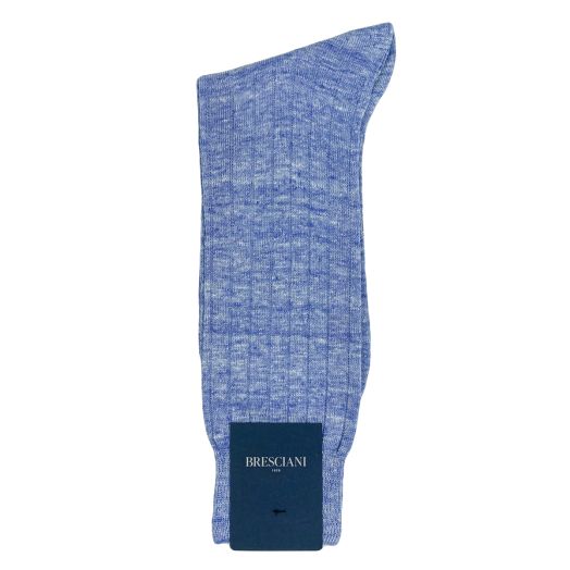 Linen Mid-Calf Bresciani Socks - Blue Marl (114195)