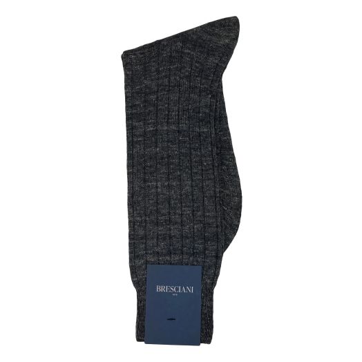 Linen Mid-Calf Bresciani Socks - Charcoal Marl  (118780)