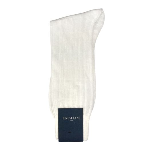 Linen Mid-Calf Bresciani Socks - White (118777)