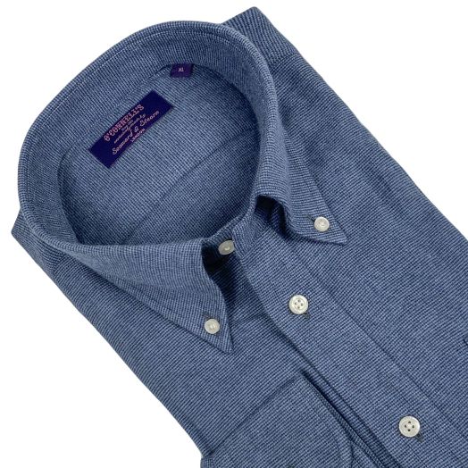 Seaward & Stearn Button Down Long Sleeve Sport Shirt - Brushed Cotton Flannel - Blue Tic 212-1