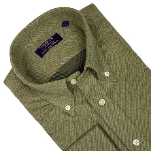 Seaward & Stearn Button Down Long Sleeve Sport Shirt - Brushed Cotton Flannel - Olive