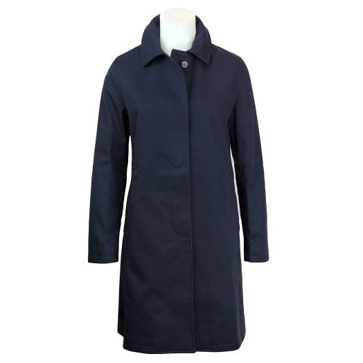 Mackintosh of Ireland Women's Cotton Twill Raincoat with Removable Liner - Navy