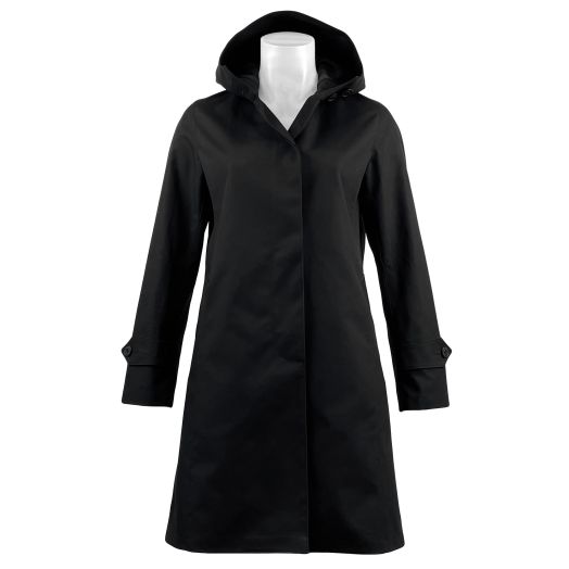 Mackintosh of Ireland Women's Double Texture Cotton Hooded Raincoat - Black