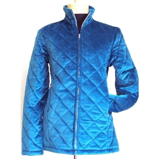 Mackintosh Quilted Velvet Jacket - Deep Turquoise
