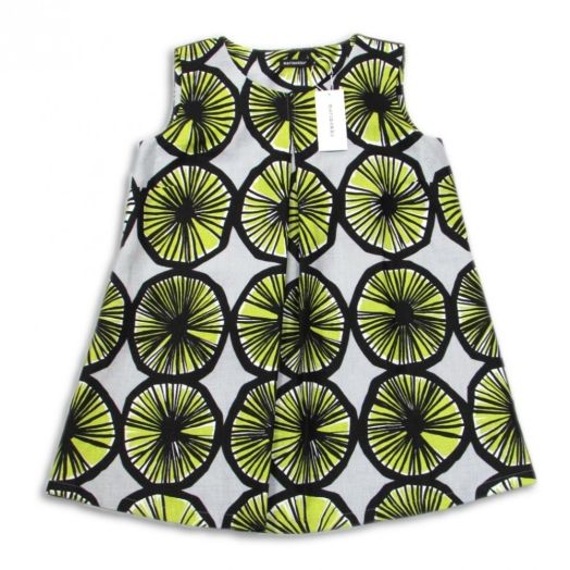 Marimekko Sitrus Linen Tunic - Lime with Light Gray & Black (040985)