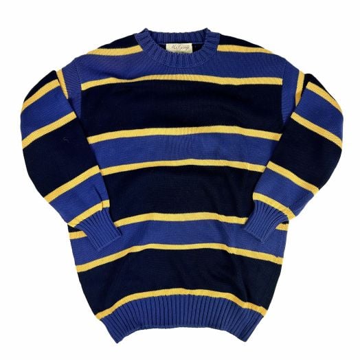 McGeorge Cotton Striped Crewneck Sweater - Navy, Royal & Yellow