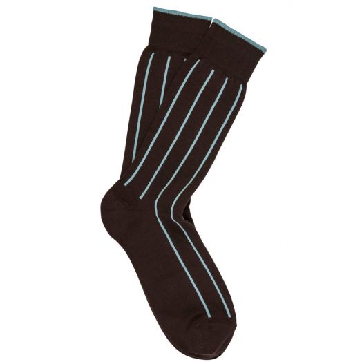 Merino Wool mid-calf Marcoliani Circo Stripe Socks - Chocolate