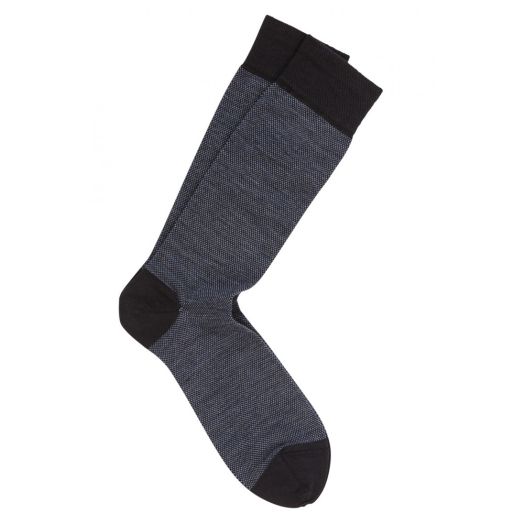 Merino Wool Mid-Calf Marcoliani Dress Socks - Birdseye - Navy