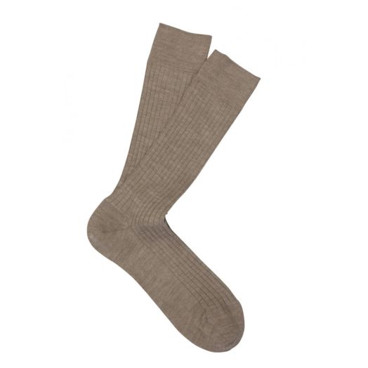 Merino Wool Mid-Calf Marcoliani Dress Socks - Natural
