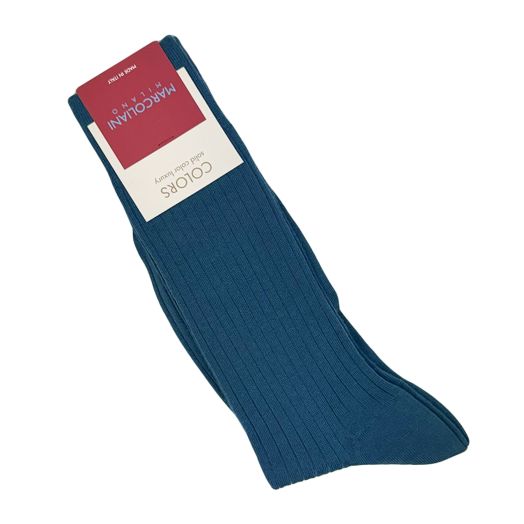 Merino Wool Mid-Calf Marcoliani Dress Socks -  Petrol Green (62023)