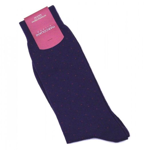 Merino Wool Mid-calf Marcoliani Fancy Pin Socks -Lapis