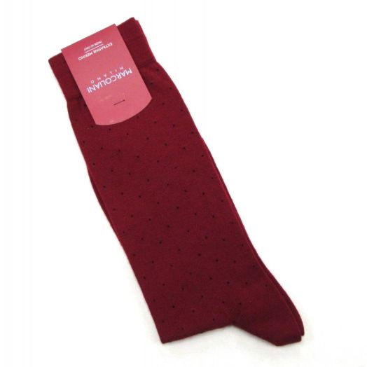 Merino Wool mid-calf Marcoliani Fancy Pin Socks - Merlot