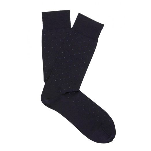 Merino Wool mid-calf Marcoliani Fancy Pin Socks - Navy