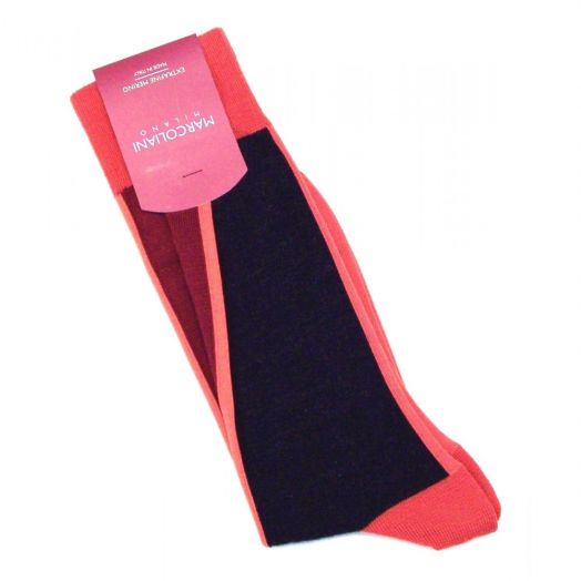 Merino Wool mid-calf Marcoliani Socks - Inside Out - Charcoal Merlot