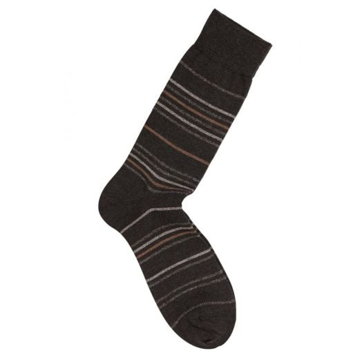Merino Wool mid-calf Marcoliani Tone Stripe Socks - Charcoal