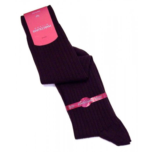 Merino Wool Over-the-calf Marcoliani Dress Socks - Chocolate Brown