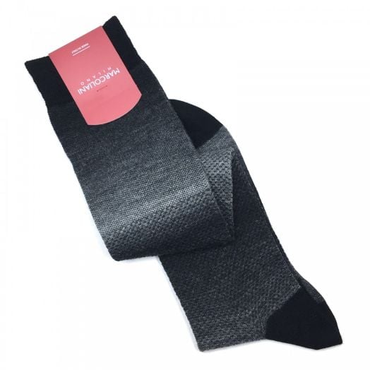 Merino Wool Over-the-Calf Marcoliani Dress Socks - Shaded Pique - Shadow
