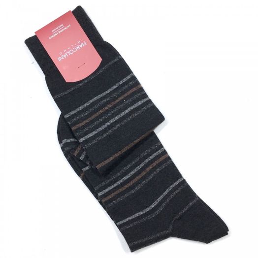Merino Wool over-the-calf Marcoliani Tone Stripe Socks - Charcoal