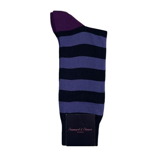 Seaward & Stearn Cotton Socks - Guard Stripe - Blue (91910)