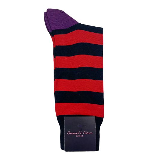 Seaward & Stearn Cotton Socks - Guard Stripe - Red (91911)