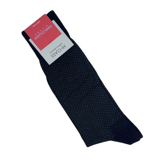 Modal mid-calf Marcoliani Micro Pindot Socks - Navy (113651)