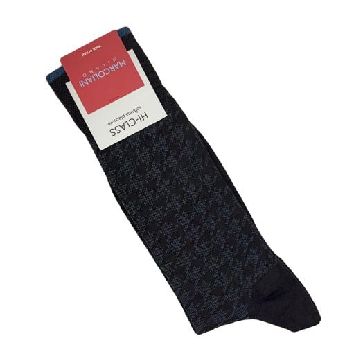 Modal Mid-Calf Marcoliani Socks - Houndstooth - Dark Brown (116796)