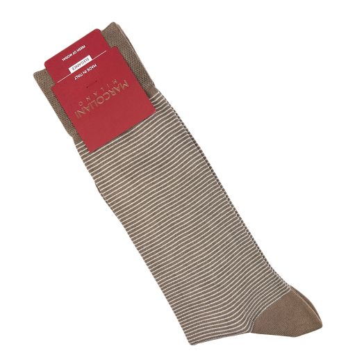 Modal Mid-Calf Marcoliani Socks - Micro Stripe - Cappuccino (117149)