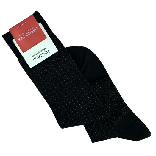 Modal Over-the-calf Micro Pindot Marcoliani Socks- Black (113655)