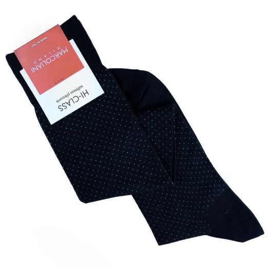 Modal Over-the-calf Micro Pindot Marcoliani Socks- Navy (113654)