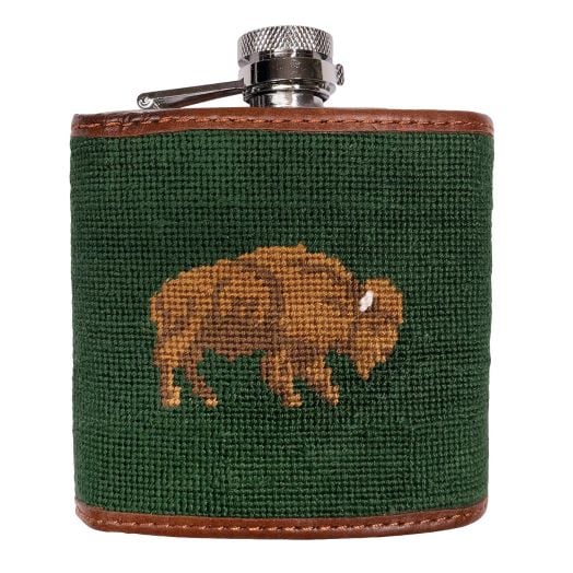 Smathers & Branson Needlepoint Flask - Buffalo (Hunter)