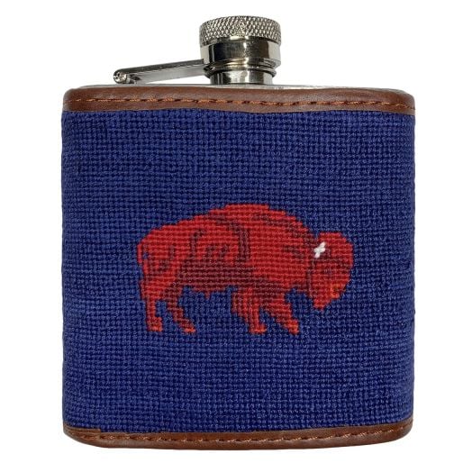 Smathers & Branson Needlepoint Flask - Buffalo (Navy Blue)