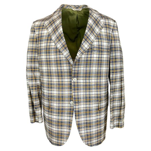 New Old Stock Deansgate Sport Coat - Cotton Madras - Navy & Gold