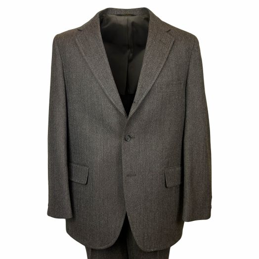 New Old Stock Deansgate Wool Herringbone Tweed Suit - Charcoal Brown (81045)