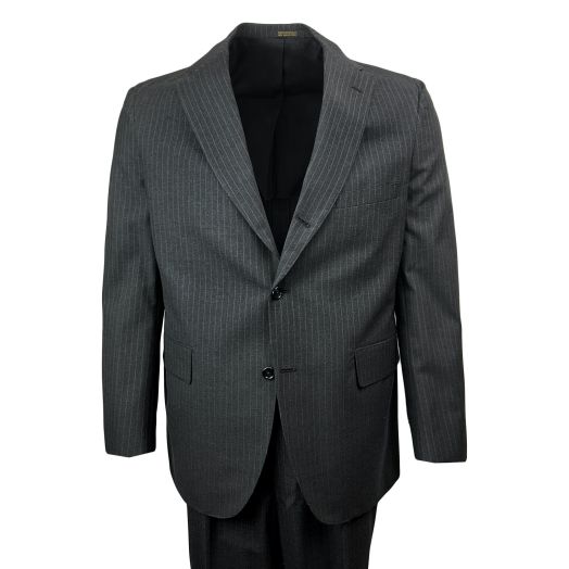 New Old Stock Deansgate Wool Suit - Charcoal with Red Beaded Pinstripe
