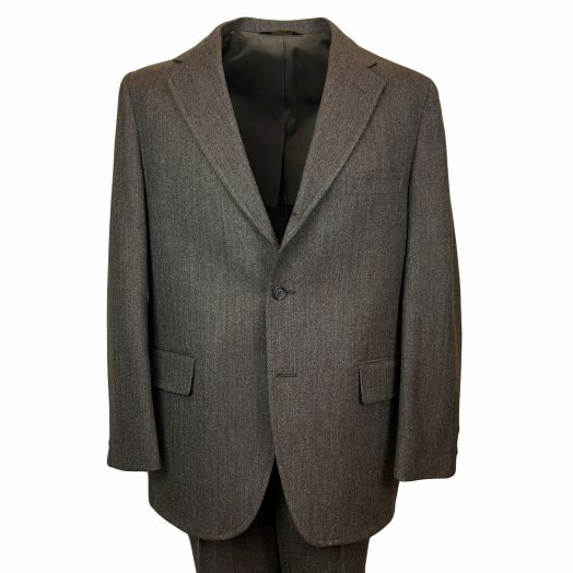 New Old Stock Deansgate Wool Tweed Suit - Charcoal Brown Herringbone (30606)