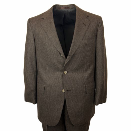 New Old Stock Freedberg Wool Flannel Suit - Brown Pinstripe (7511)