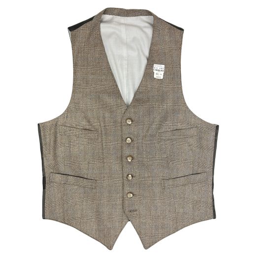 New Old Stock Freedberg Wool Flannel Vest - Brown Plaid with Blue (7783)
