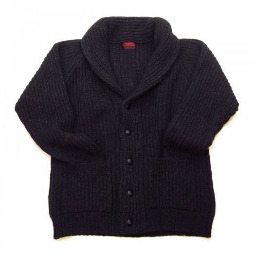 O'Connell's 8-ply Lambswool Shawl Collar Cardigan - Charcoal Grey