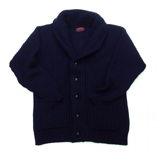 O'Connell's 8-ply Lambswool Shawl Collar Cardigan - Navy