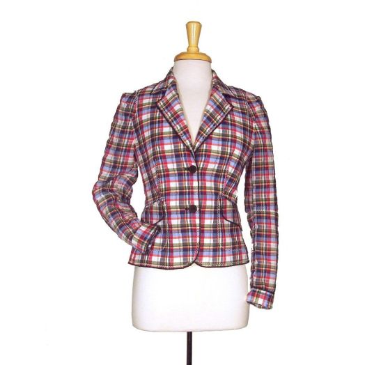 O'Connell's Women's Linen & Cotton Jacket - Ann - Plaid (113SB)