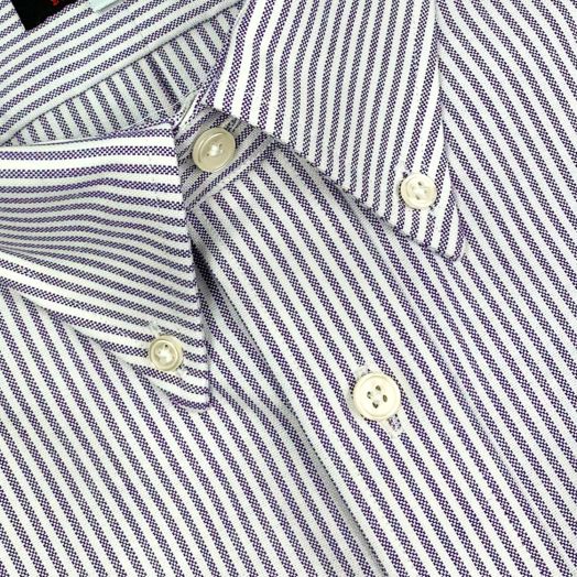 O'Connell's Button Down Dress Shirt - Heavyweight Oxford Cloth University Stripe - Purple