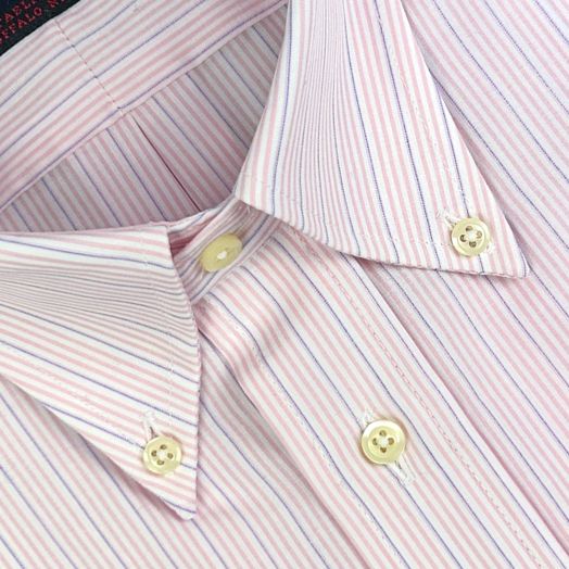 O'Connell's Button Down Dress Shirt - Stripe - Pink with Blue