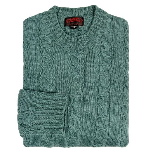 O'Connell's Cashmere Cabled Crewneck - Spruce