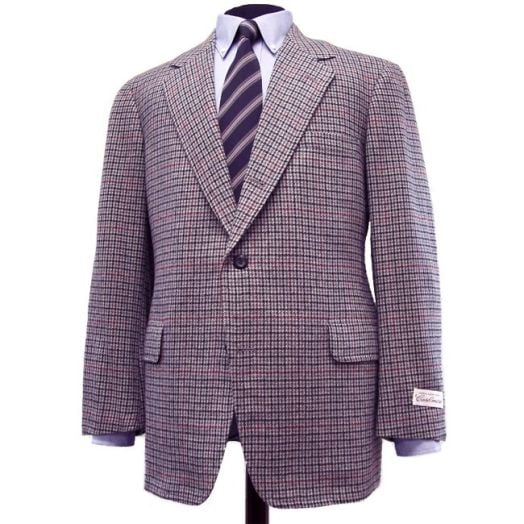 O'Connell's Cashmere Sport Coat - Grey Check with Windowpane (485)