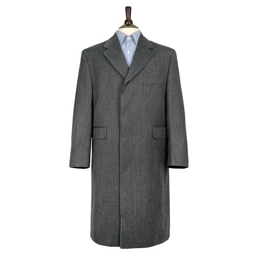 O'Connell's Chesterfield Topcoat - Grey Tight Herringbone