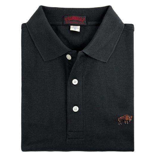 O'Connell's Cotton Pique Polo Shirt - Buffalo - Black