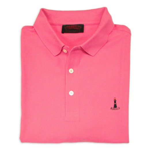 O'Connell's Cotton Pique Polo Shirt - Buffalo Lighthouse - Flamingo
